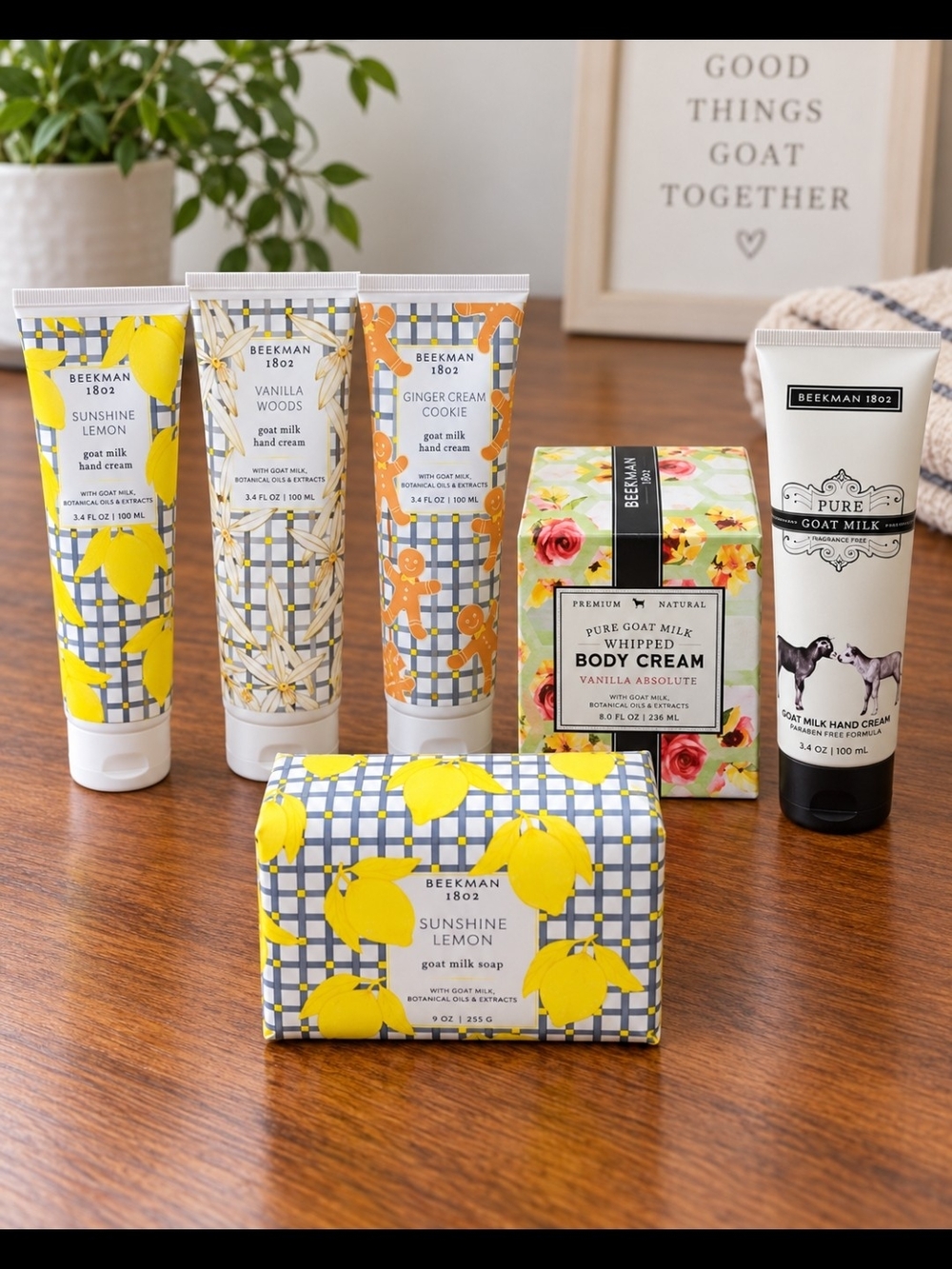 Beekman 1802 Hand Cream Set, Body Cream & Sunshine Lemon Bar of Soap. Brand New